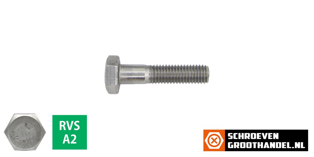 Alternatieve afbeelding voor Sechskantschrauben  M5 x 30mm Edelstahl A2 DIN931 mit Schaft 200 Stück