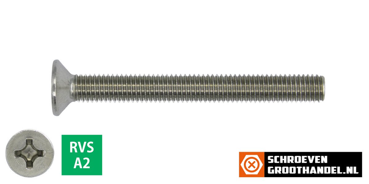 Alternatieve afbeelding voor Senkschrauben mit Kreuzschlitz M6 x 80mm DIN965 Edelstahl A2 philips 100 Stück