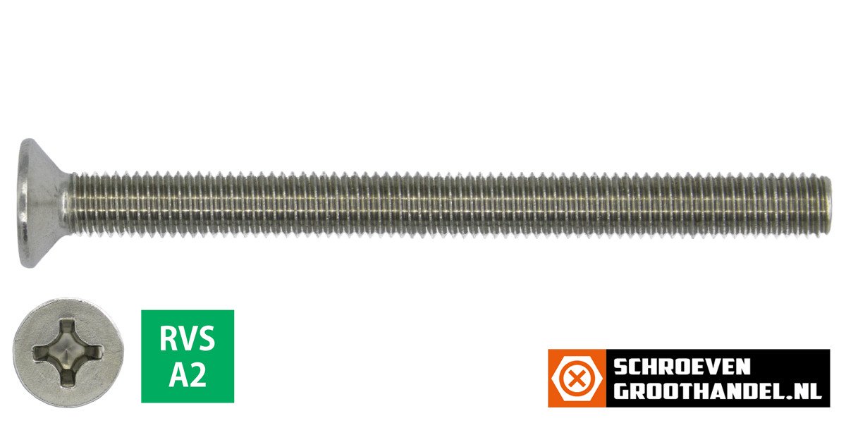 Alternatieve afbeelding voor Senkschrauben mit Kreuzschlitz M6 x 90mm DIN965 Edelstahl A2 philips 100 Stück
