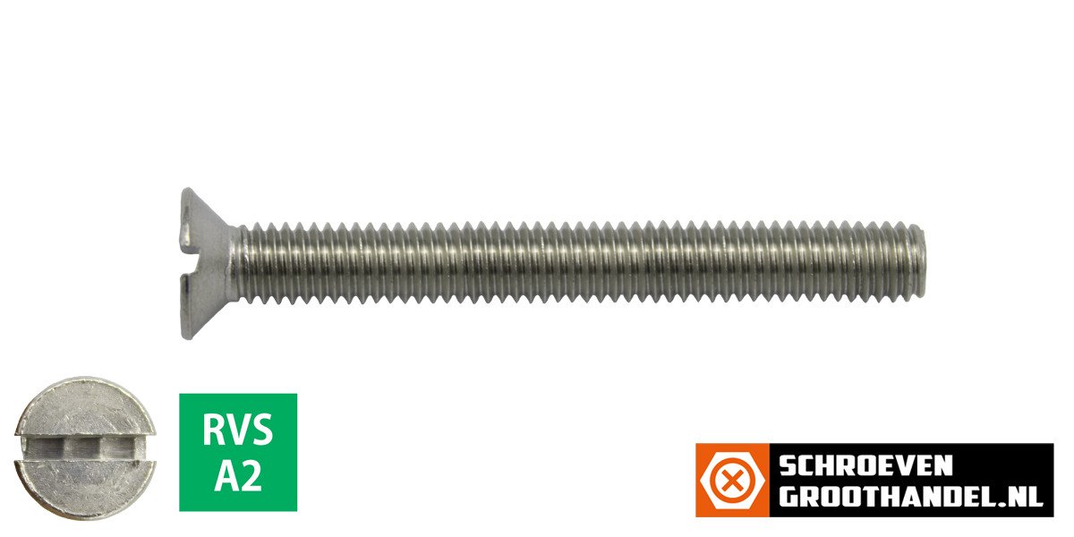 Alternatieve afbeelding voor Senkschrauben mit Schlitz M6 x 80mm DIN963 Edelstahl A2  200 Stück