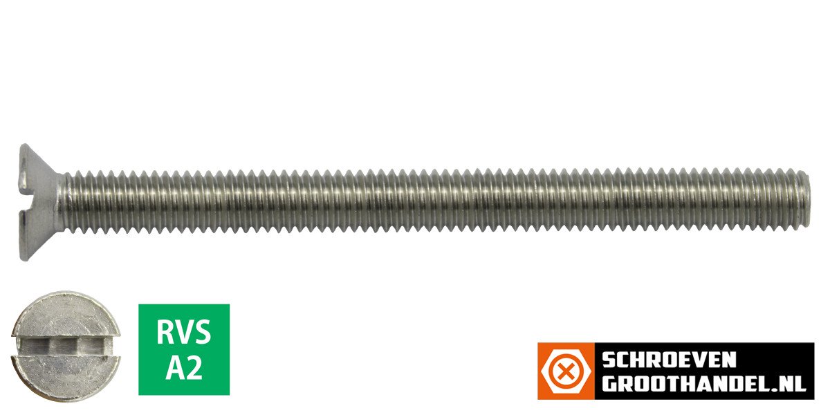 Alternatieve afbeelding voor Senkschrauben mit Schlitz M6 x 90mm DIN963 Edelstahl A2  200 Stück