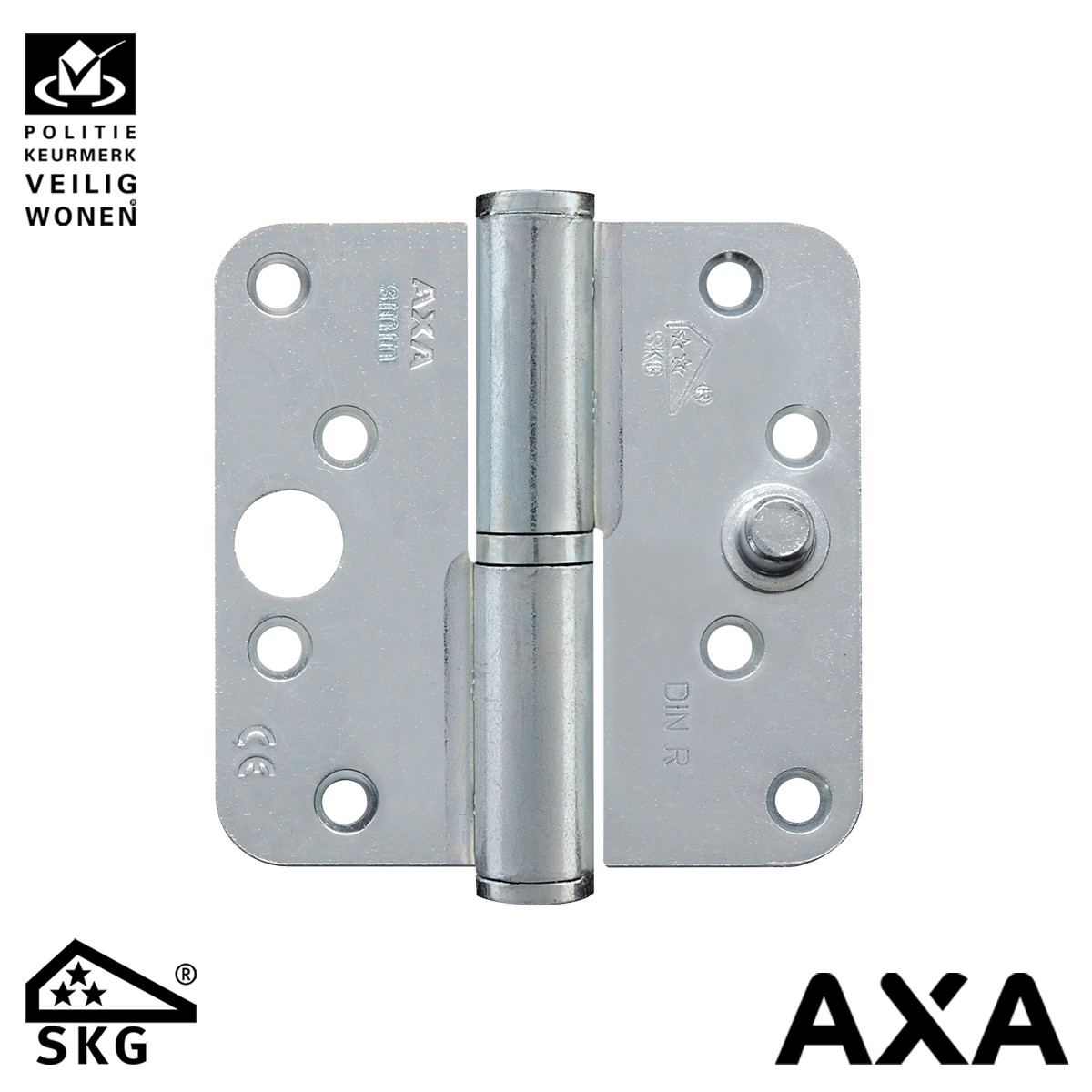 Alternatieve afbeelding voor Sicherheitsscharnier Kugelpaumelle 89x89mm runde Ecken rechts Stahl SKG*** AXA