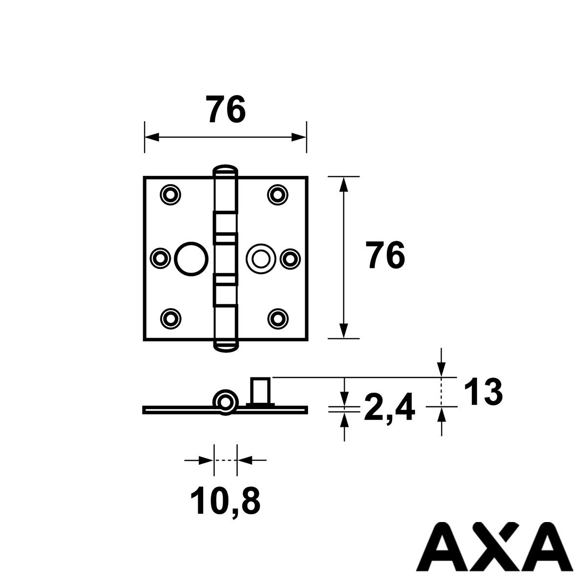 Alternatieve afbeelding voor Sicherheitsscharnier Kugellager 76x76mm Stahl SKG** AXA