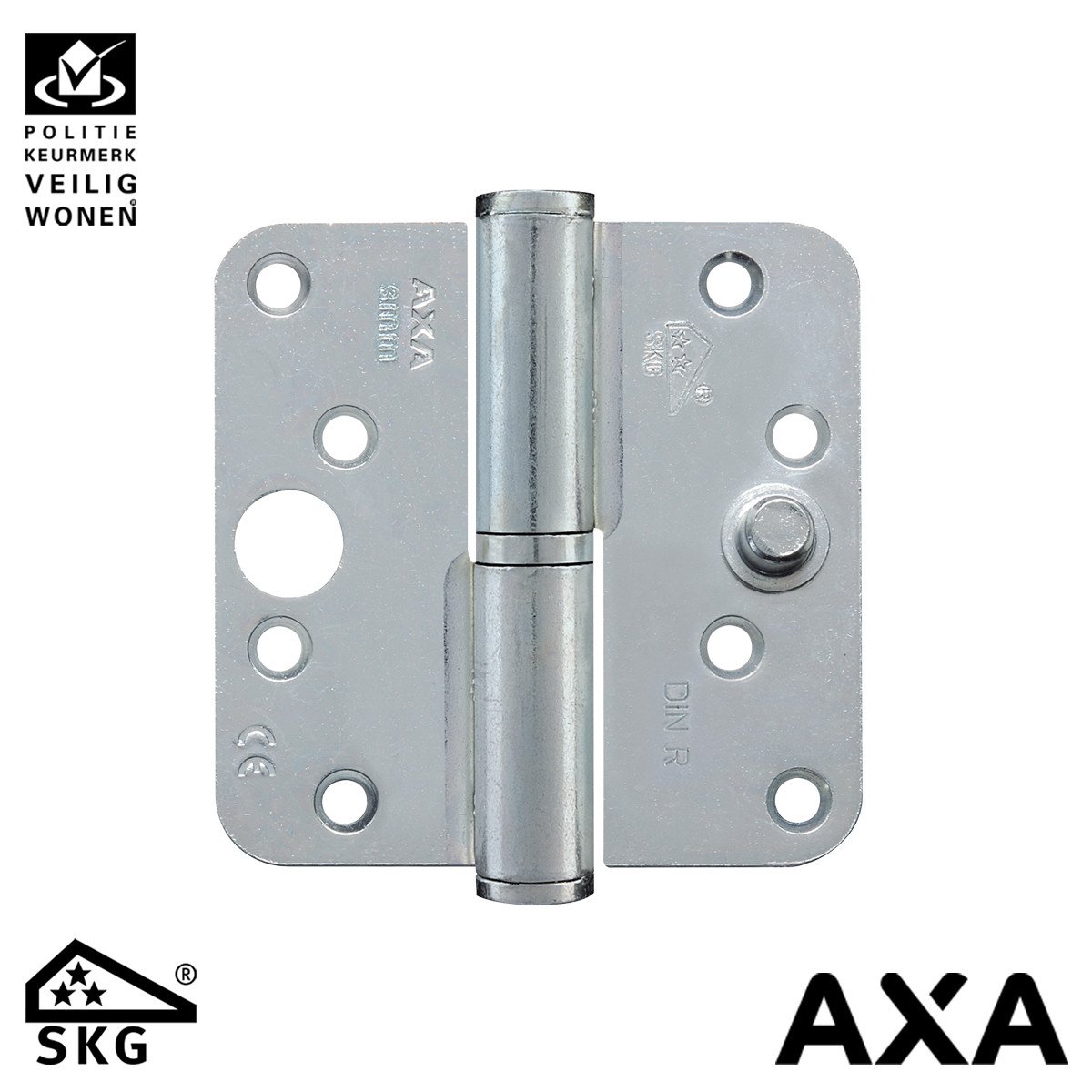 Alternatieve afbeelding voor Sicherheitsscharnier Kugelpaumelle 89x89mm runde Ecken rechts Stahl SKG*** AXA