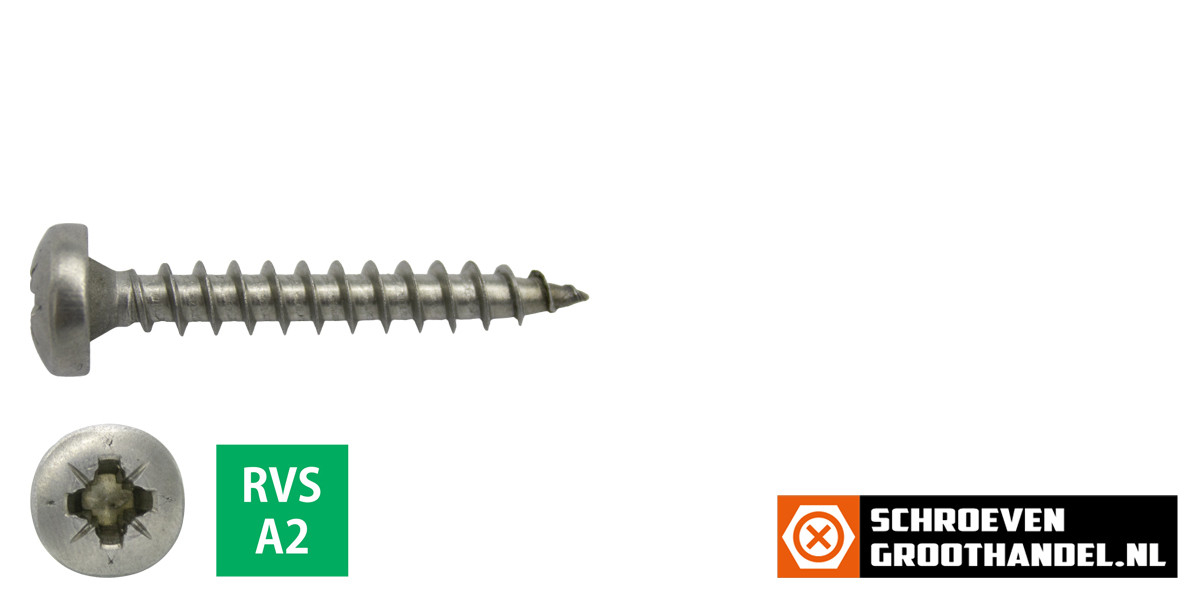 Alternatieve afbeelding voor Spanplattenschrauben 6x30mm Edelstahl A2 Linsenkopf POZI-3 100 Stück