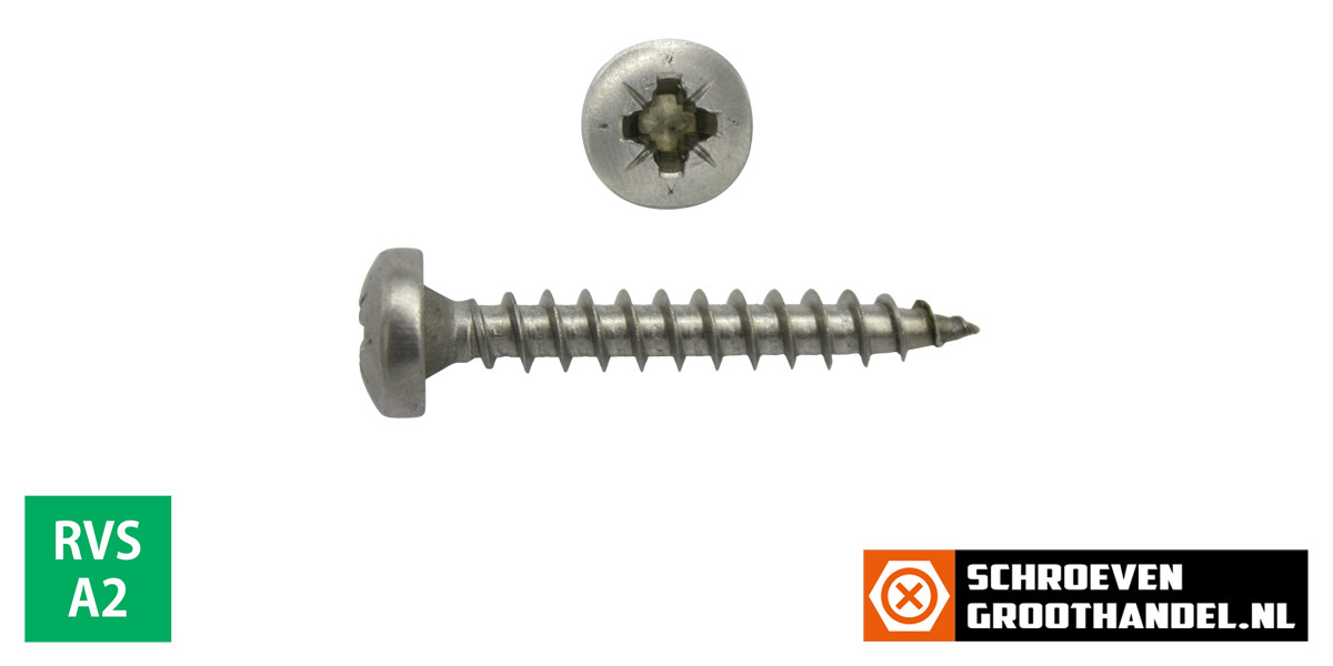 Alternatieve afbeelding voor Spanplattenschrauben 6x30mm Edelstahl A2 Linsenkopf POZI-3 100 Stück