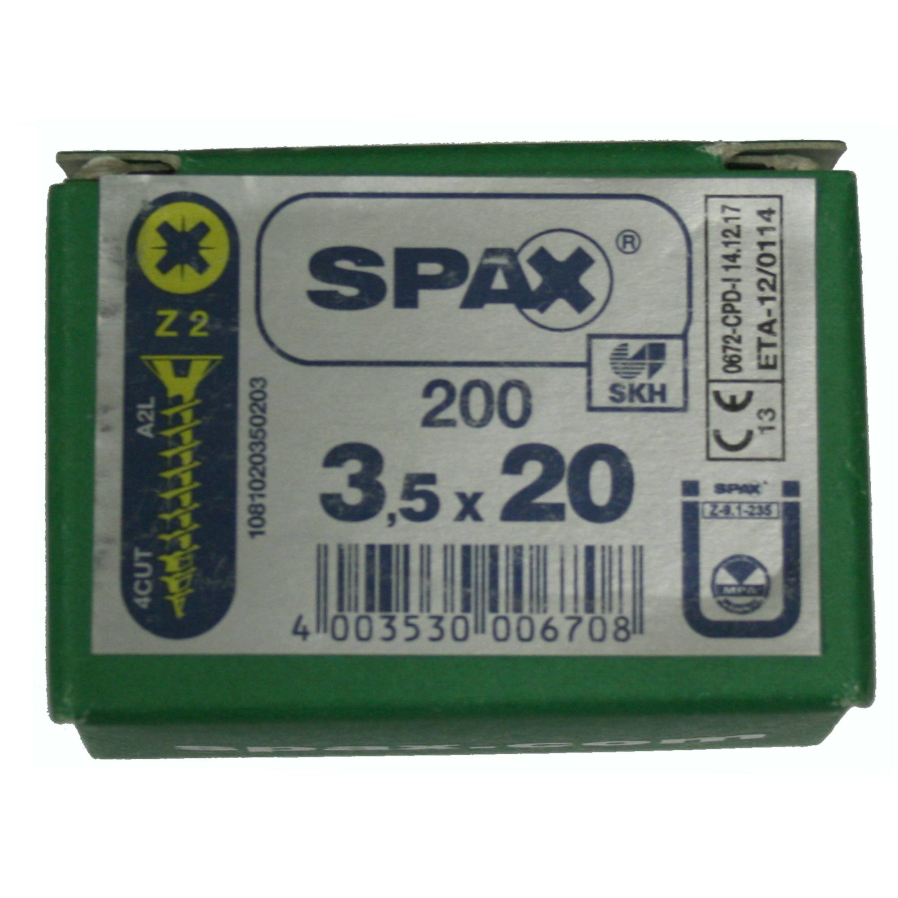 Alternatieve afbeelding voor Spax Spanplattenschrauben 3,5x20mm gelb verzinkt Senkkopf POZI 200 Stück