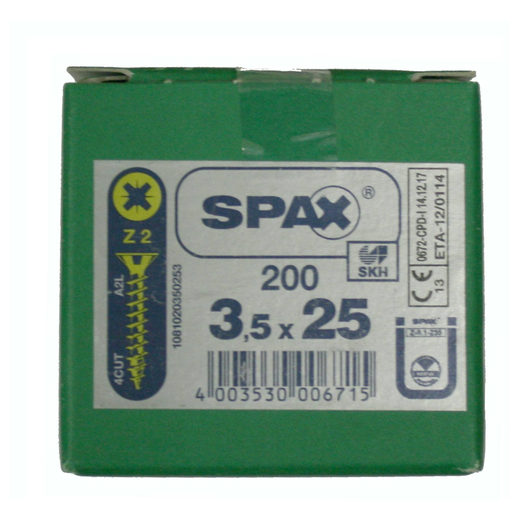 Alternatieve afbeelding voor Spax Spanplattenschrauben 3,5x25mm gelb verzinkt Senkkopf POZI 200 Stück