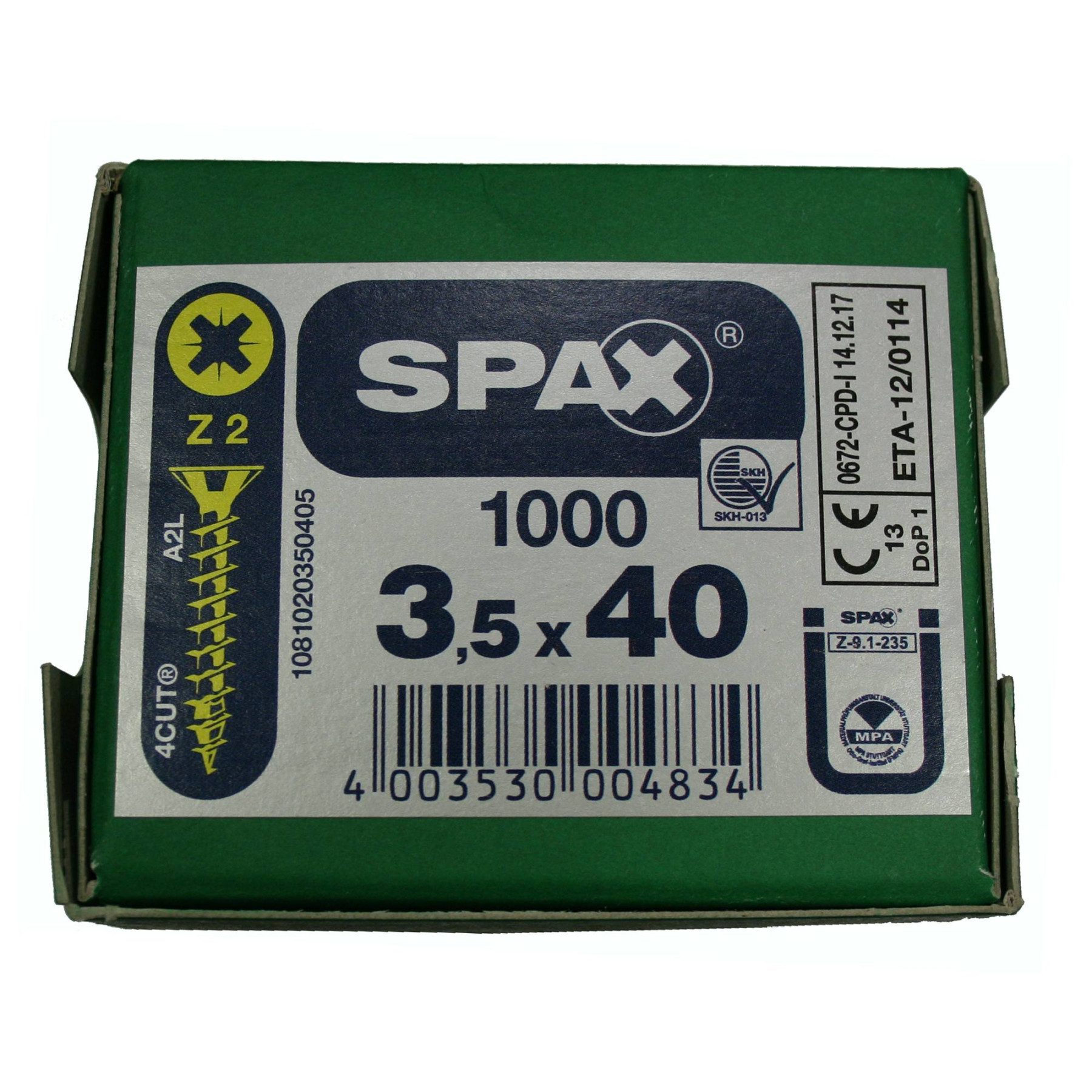 Alternatieve afbeelding voor Spax Spanplattenschrauben 3,5x40mm gelb verzinkt Senkkopf POZI 1000 Stück