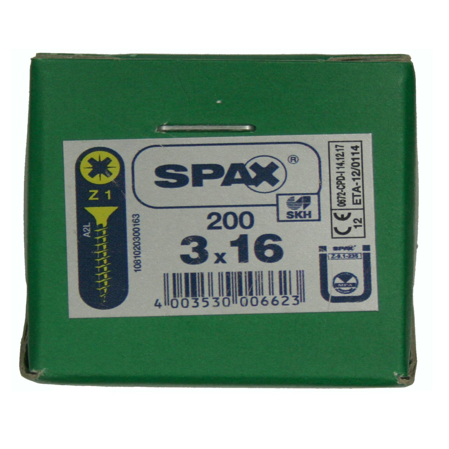 Alternatieve afbeelding voor Spax Spanplattenschrauben 3x16mm gelb verzinkt Senkkopf POZI 200 Stück