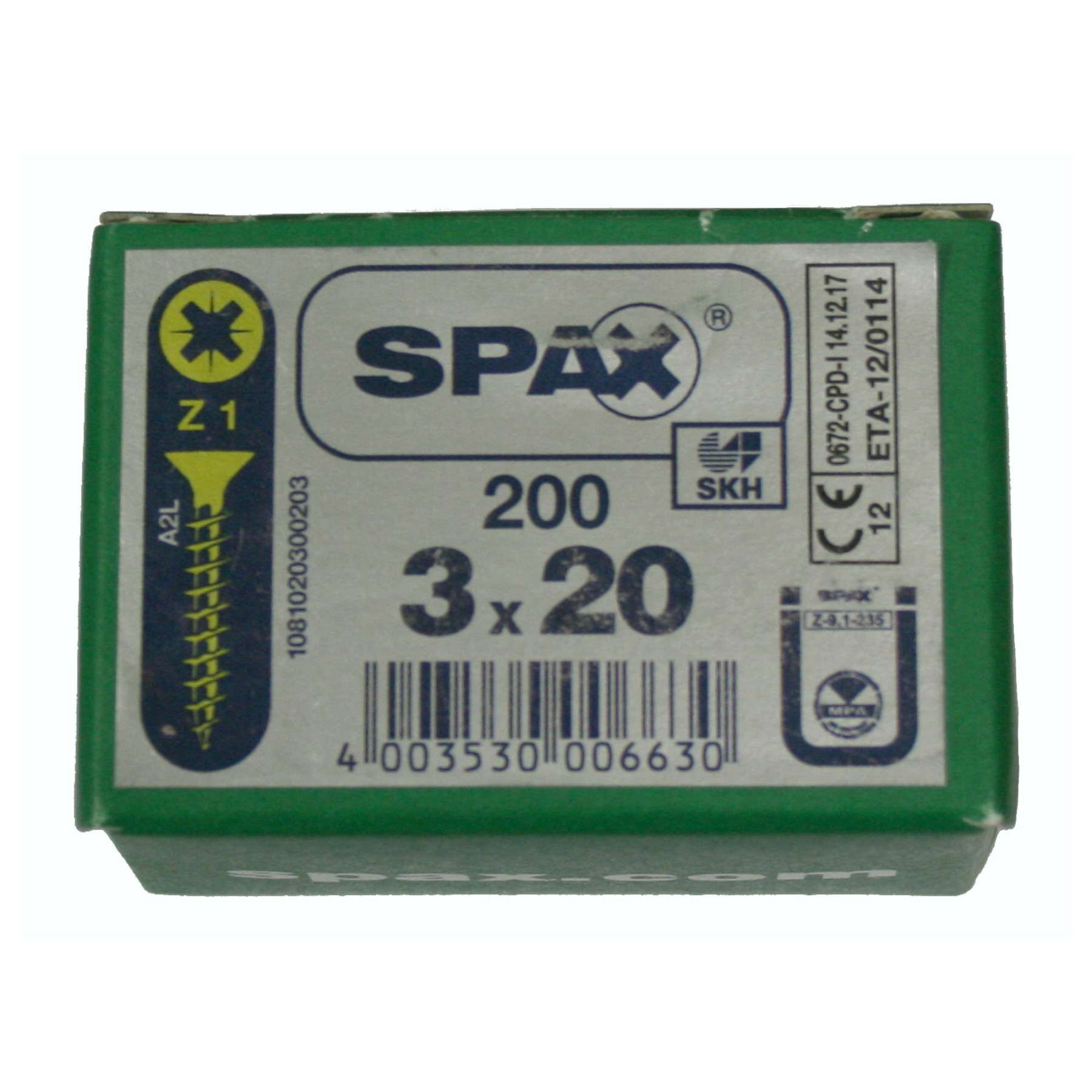 Alternatieve afbeelding voor Spax Spanplattenschrauben 3x20mm gelb verzinkt Senkkopf POZI 200 Stück