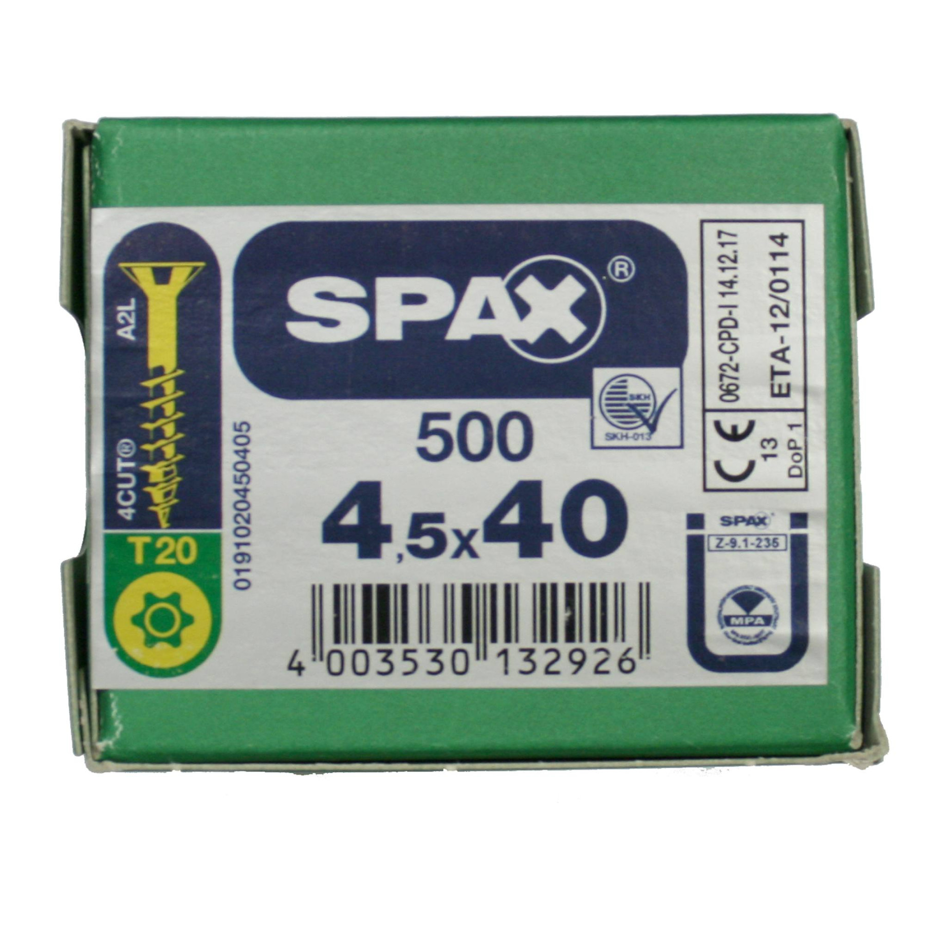Alternatieve afbeelding voor Spax Spanplattenschrauben 4,5x40mm Teilgewinde gelb verzinkt Senkkopf TORX 500 Stück