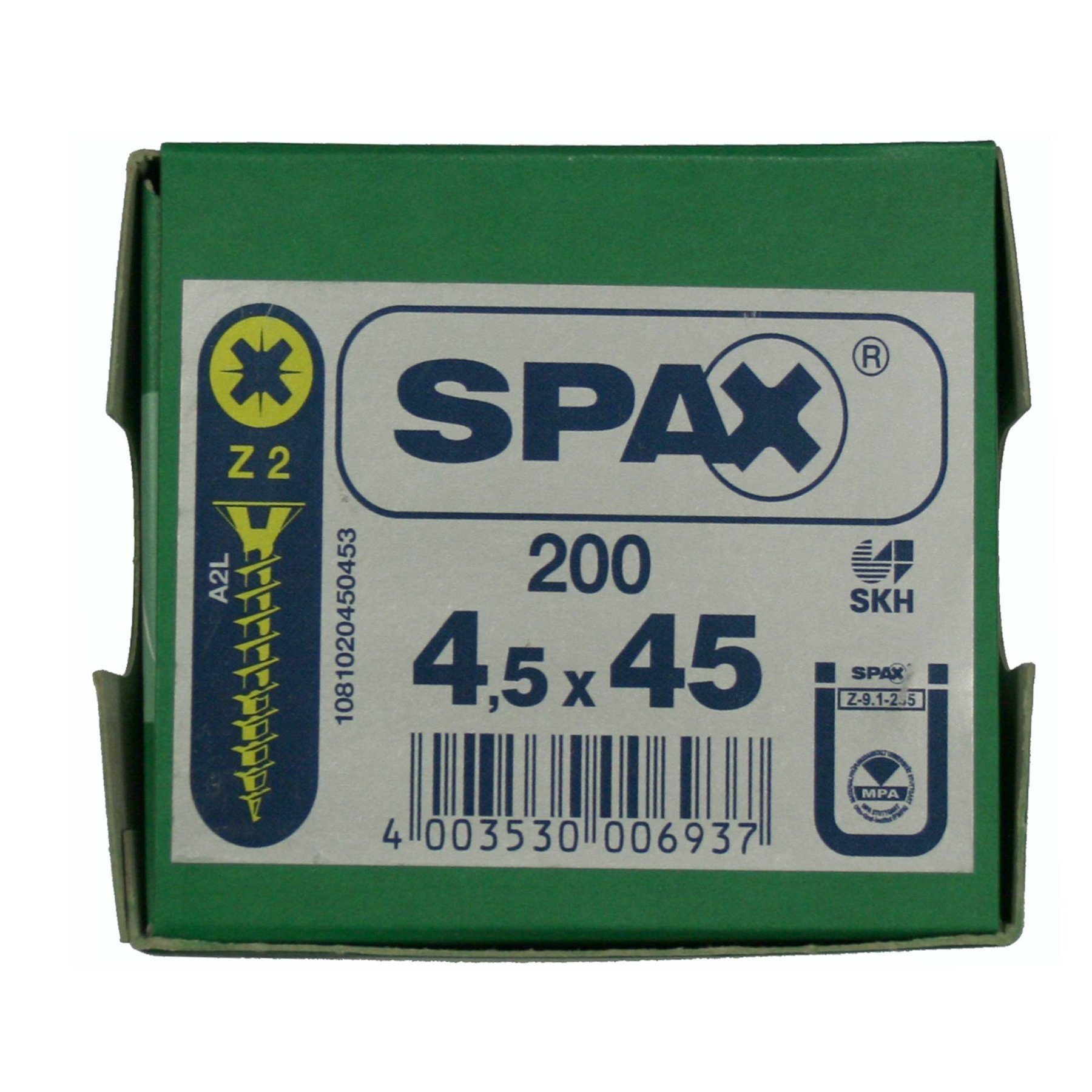 Alternatieve afbeelding voor Spax Spanplattenschrauben 4,5x45mm gelb verzinkt Senkkopf POZI 200 Stück