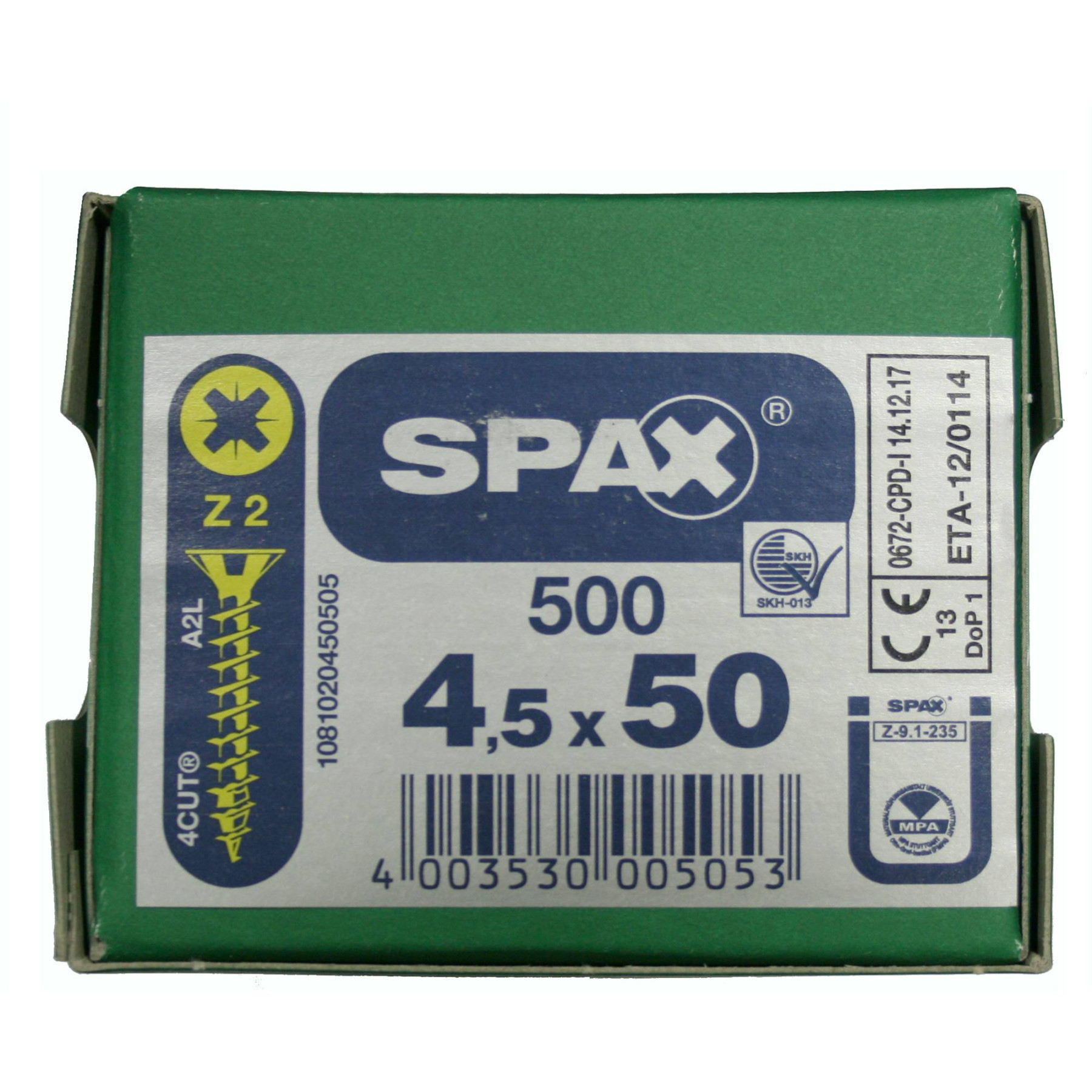 Alternatieve afbeelding voor Spax Spanplattenschrauben 4,5x50mm gelb verzinkt Senkkopf POZI 500 Stück