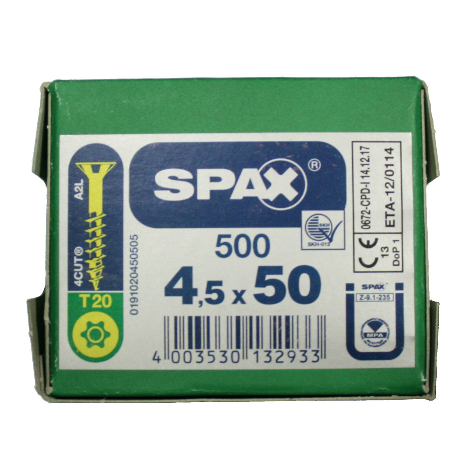 Alternatieve afbeelding voor Spax Spanplattenschrauben 4,5x50mm Teilgewinde gelb verzinkt Senkkopf TORX 500 Stück