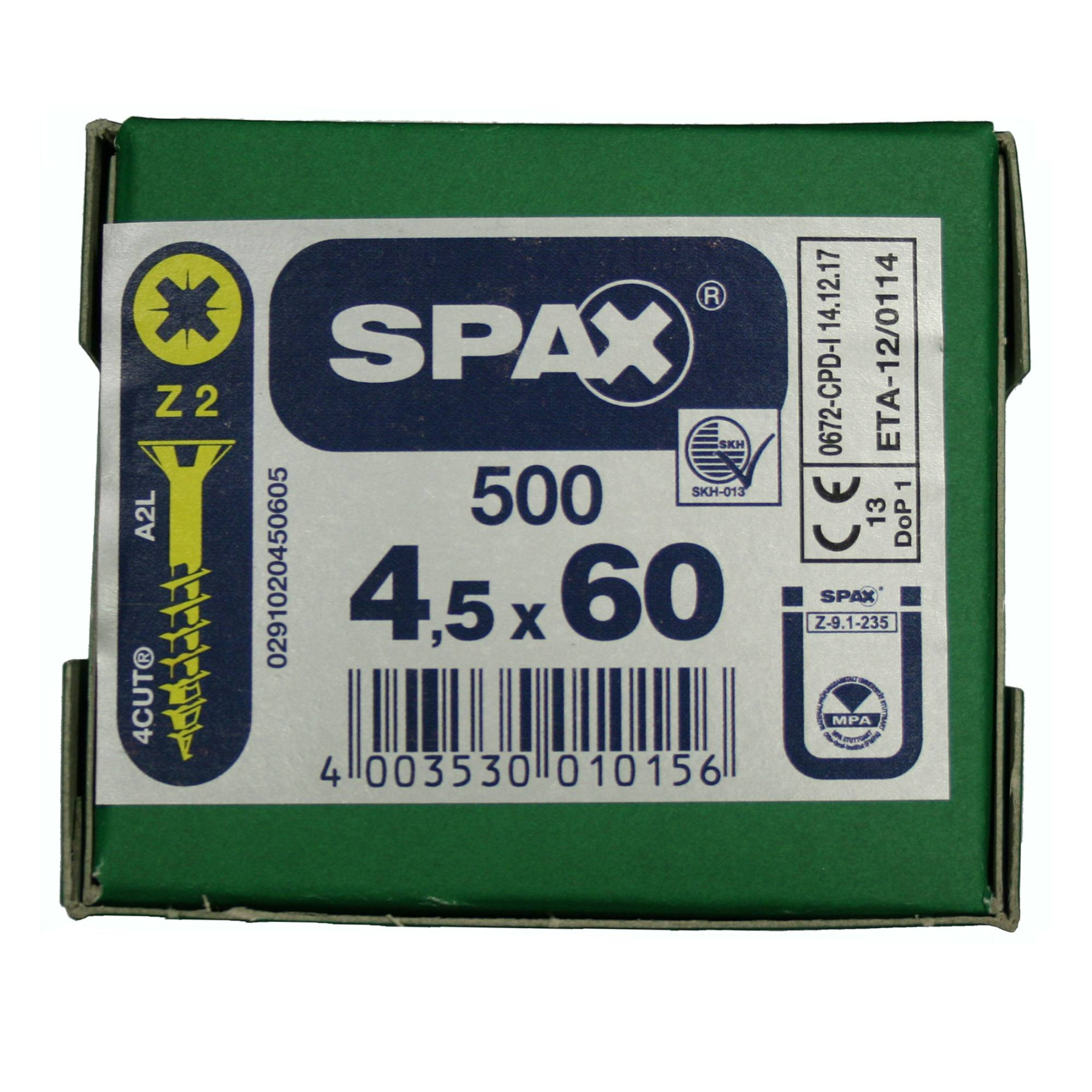 Alternatieve afbeelding voor Spax Spanplattenschrauben 4,5x60mm Teilgewinde gelb verzinkt Senkkopf POZI 500 Stück