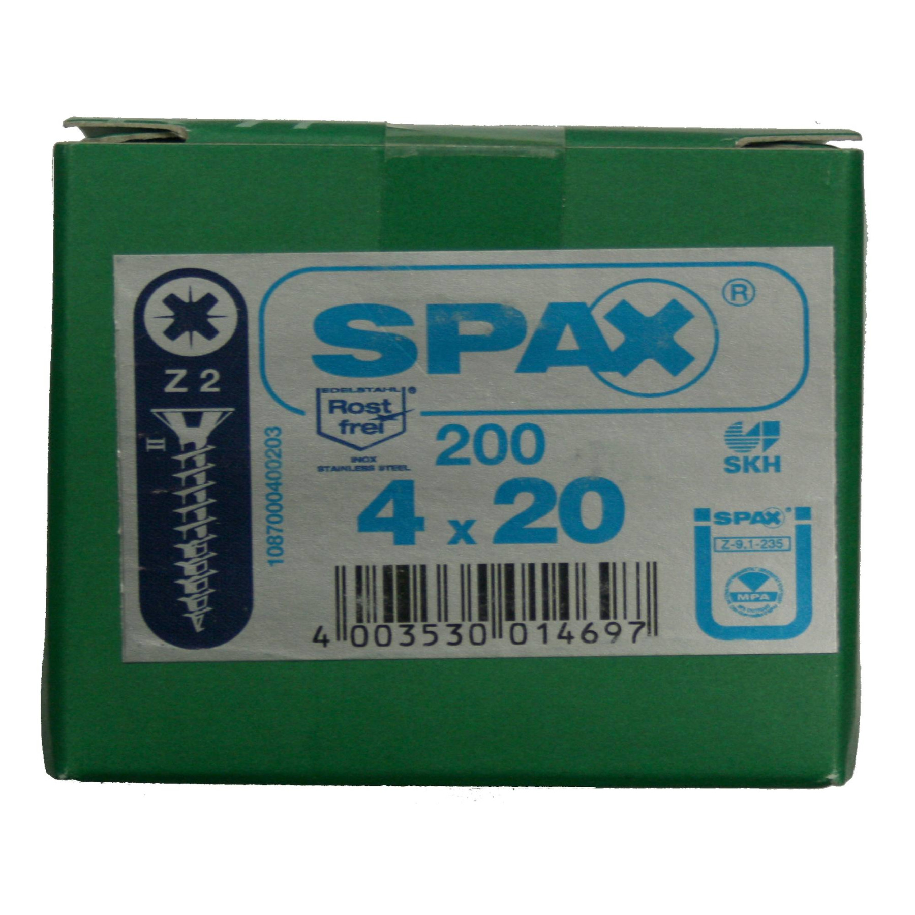 Alternatieve afbeelding voor Spax Spanplattenschrauben 4x20mm Edelstahl A2 Senkkopf POZI 200 Stück
