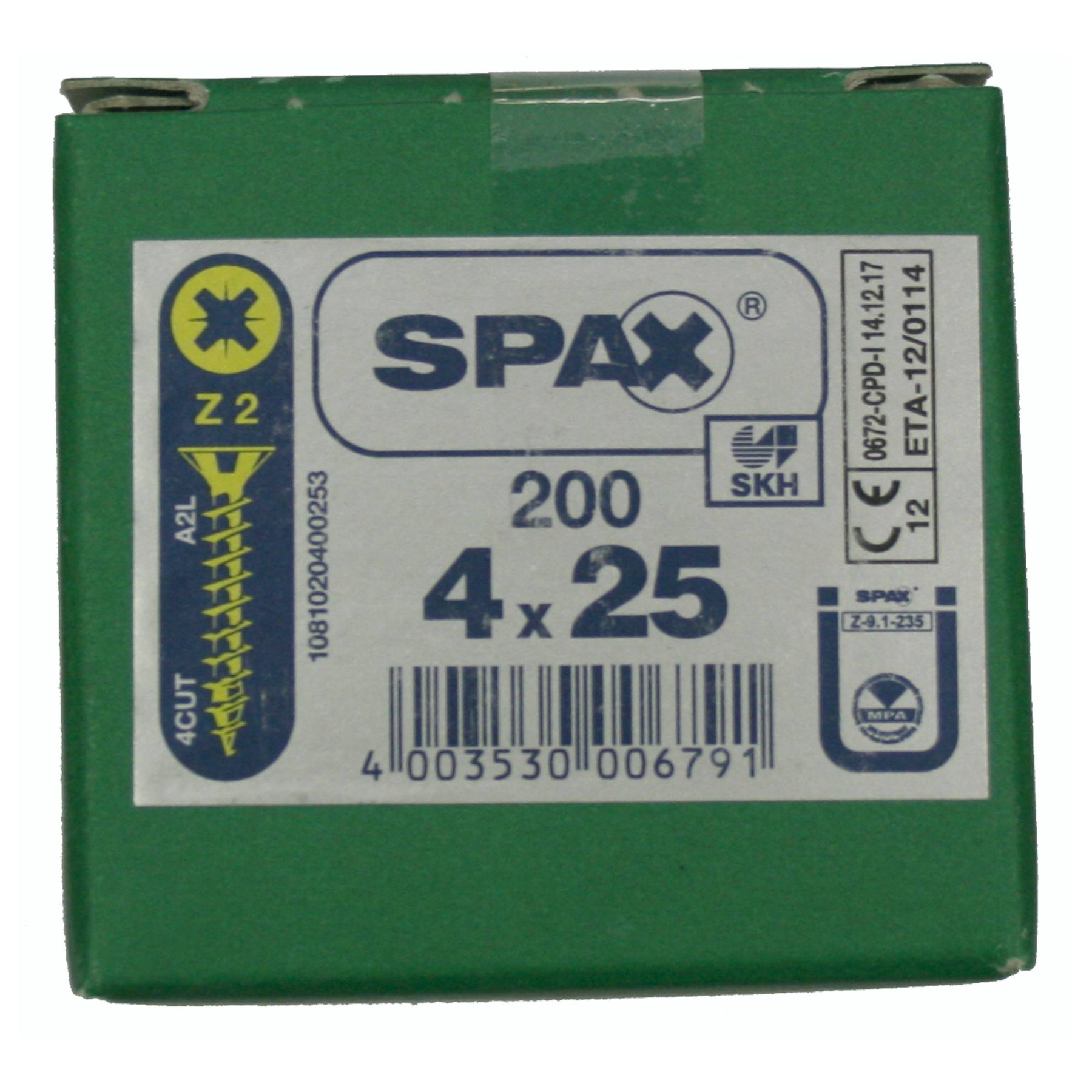 Alternatieve afbeelding voor Spax Spanplattenschrauben 4x25mm gelb verzinkt Senkkopf POZI 200 Stück