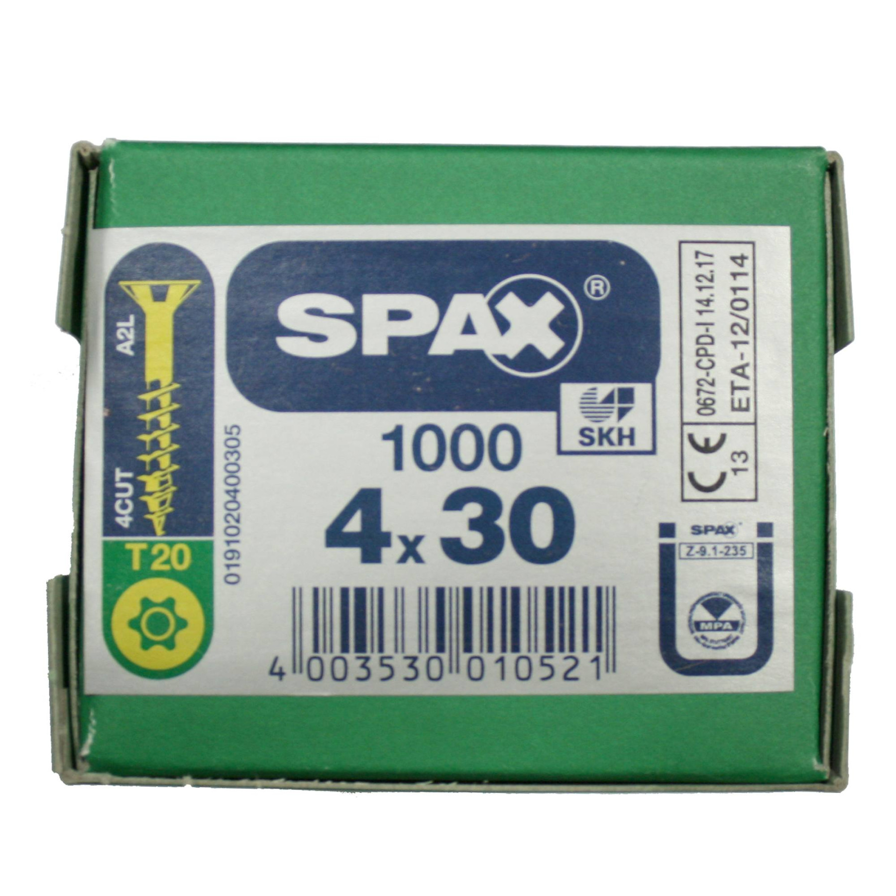 Alternatieve afbeelding voor Spax Spanplattenschrauben 4x30mm Teilgewinde gelb verzinkt Senkkopf TORX 1000 Stück