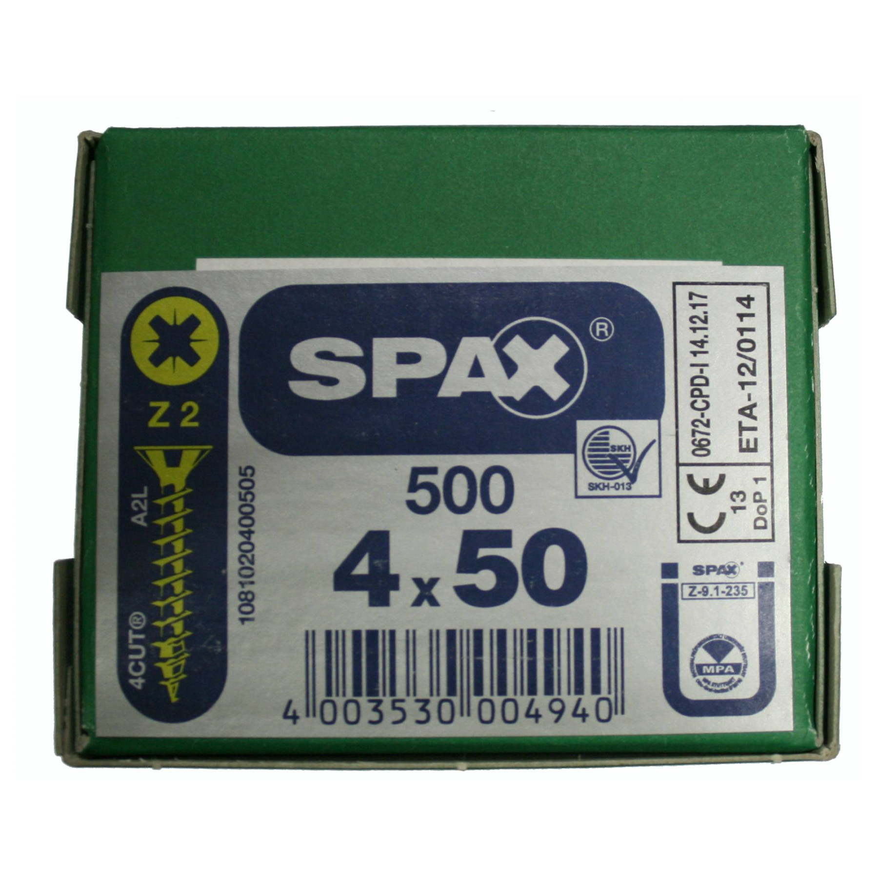 Alternatieve afbeelding voor Spax Spanplattenschrauben 4x50mm gelb verzinkt Senkkopf POZI 500 Stück