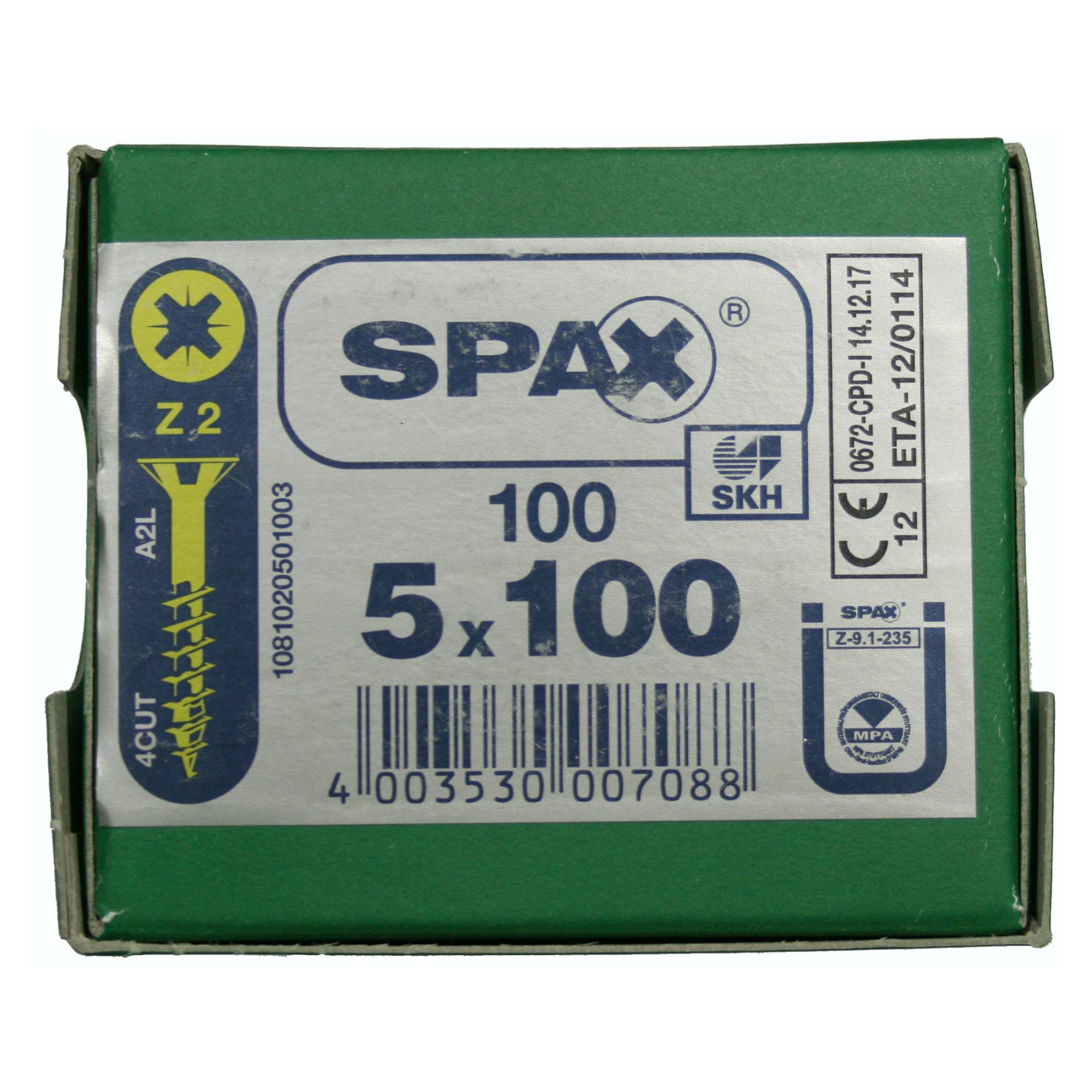 Alternatieve afbeelding voor Spax Spanplattenschrauben 5x100mm Teilgewinde gelb verzinkt Senkkopf POZI 100 Stück