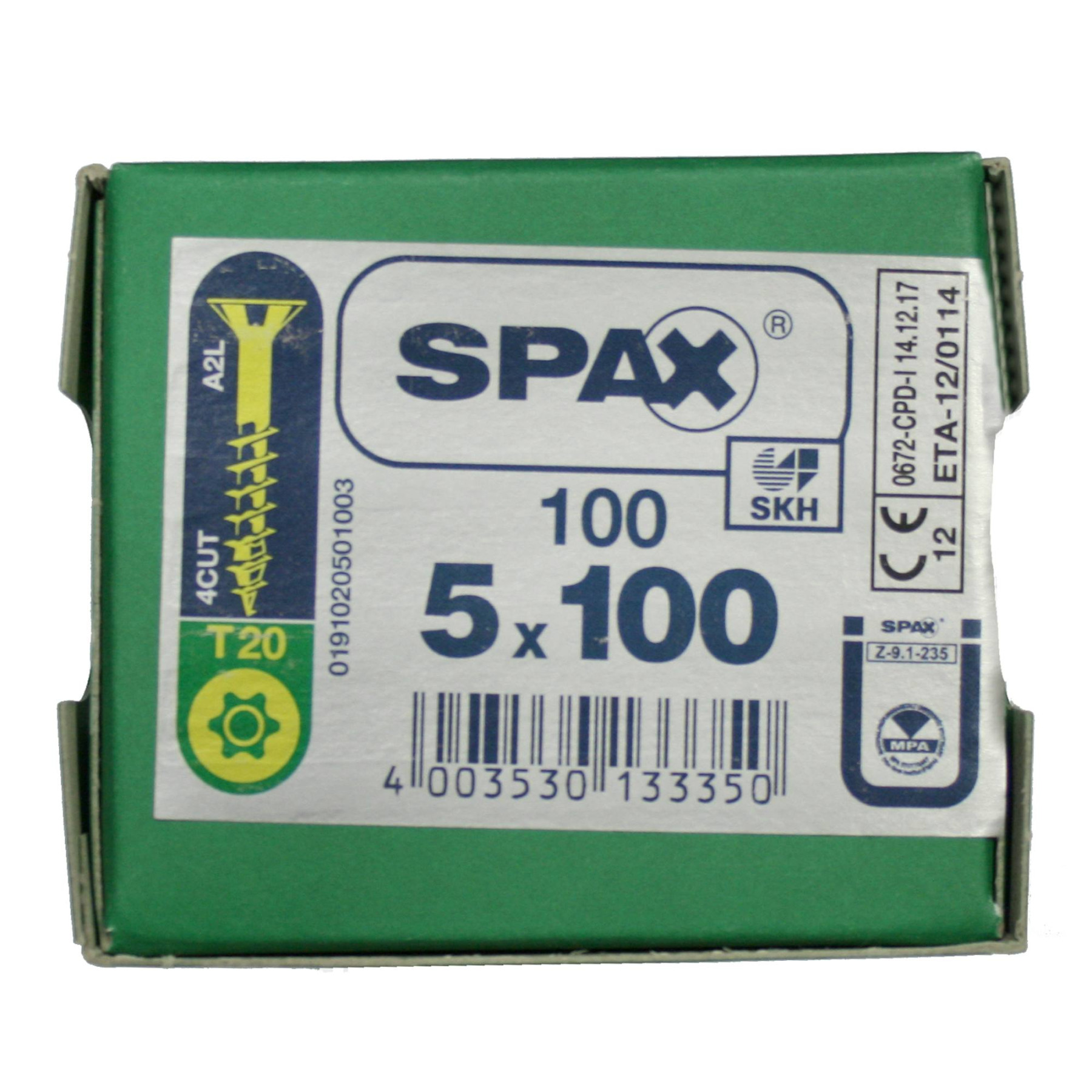 Alternatieve afbeelding voor Spax Spanplattenschrauben 5x100mm Teilgewinde gelb verzinkt Senkkopf TORX 100 Stück