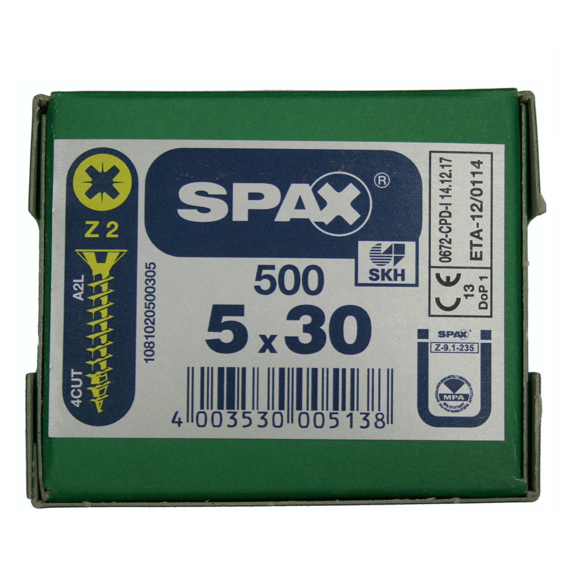Alternatieve afbeelding voor Spax Spanplattenschrauben 5x30mm gelb verzinkt Senkkopf POZI 500 Stück