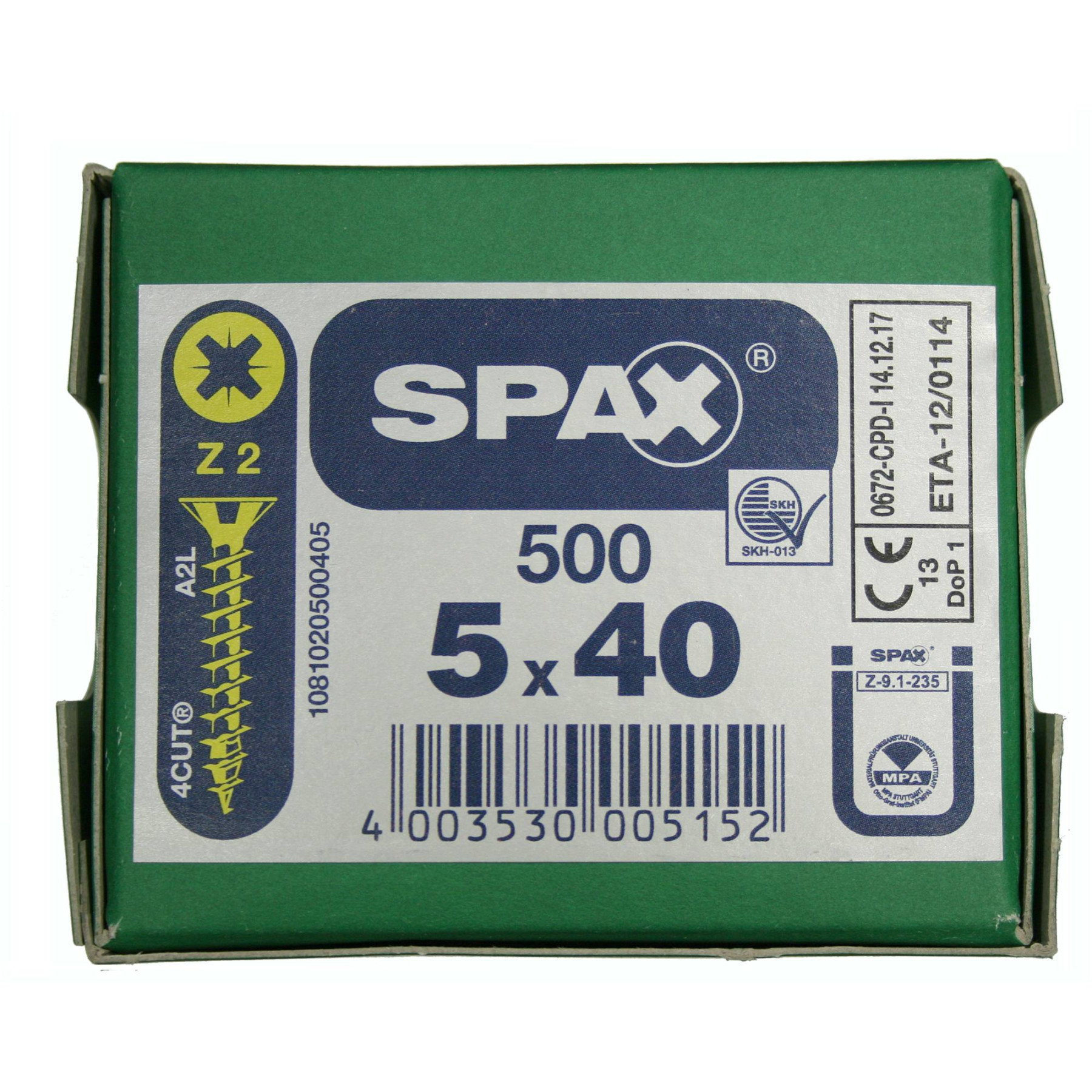 Alternatieve afbeelding voor Spax Spanplattenschrauben 5x40mm gelb verzinkt Senkkopf POZI 500 Stück