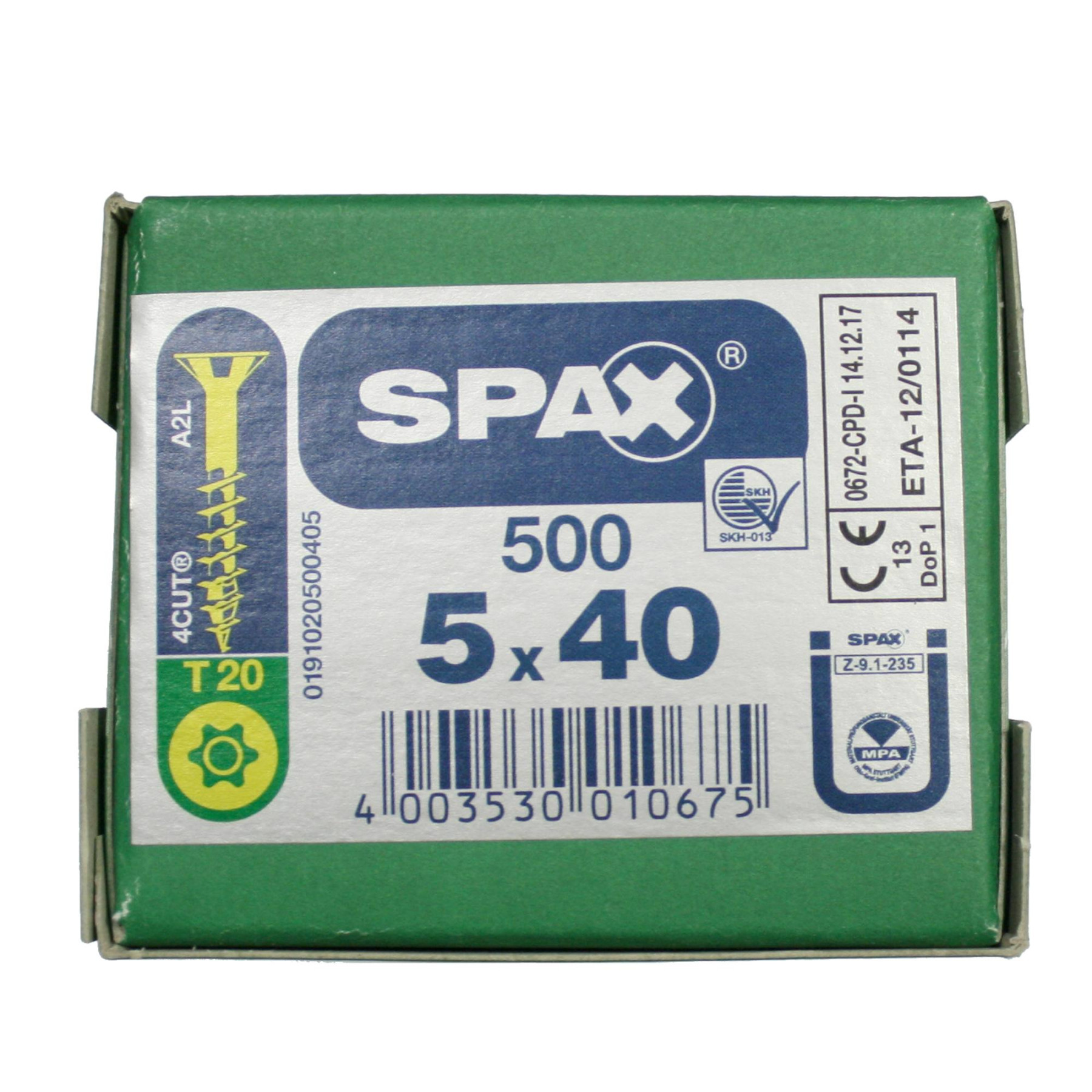Alternatieve afbeelding voor Spax Spanplattenschrauben 5x40mm Teilgewinde gelb verzinkt Senkkopf TORX 500 Stück