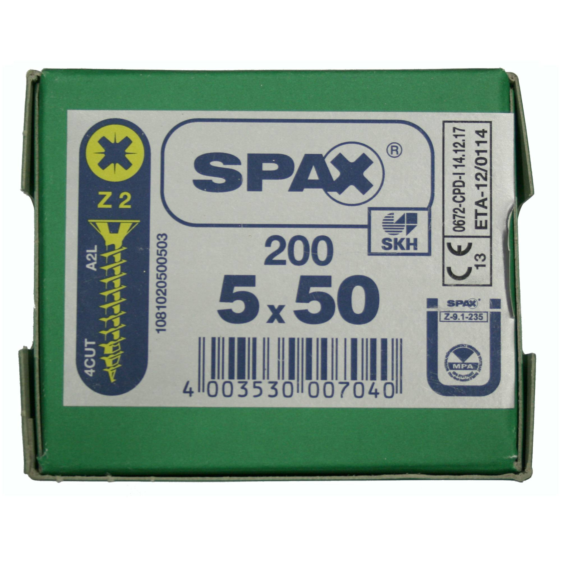 Alternatieve afbeelding voor Spax Spanplattenschrauben 5x50mm gelb verzinkt Senkkopf POZI 200 Stück