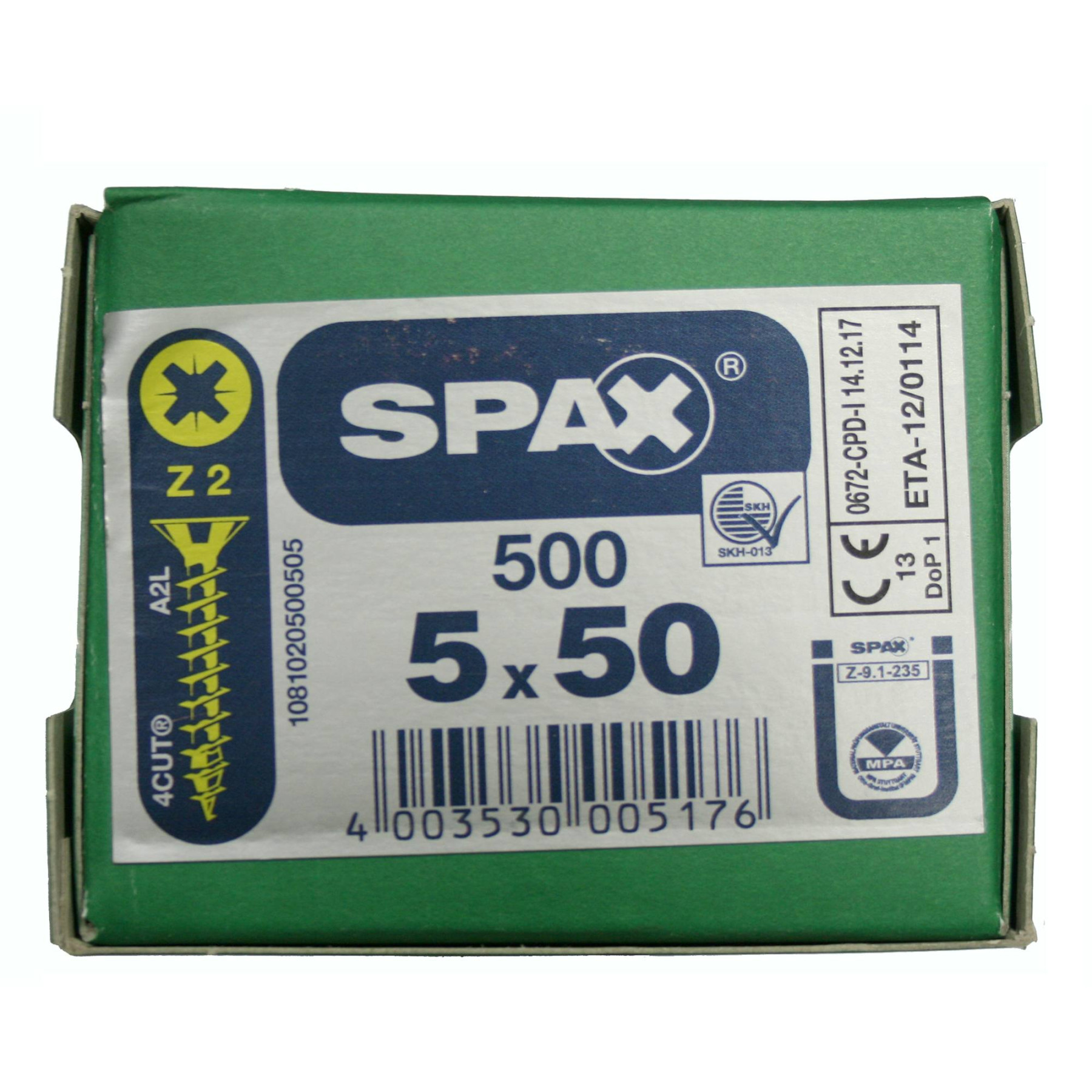 Alternatieve afbeelding voor Spax Spanplattenschrauben 5x50mm gelb verzinkt Senkkopf POZI 500 Stück