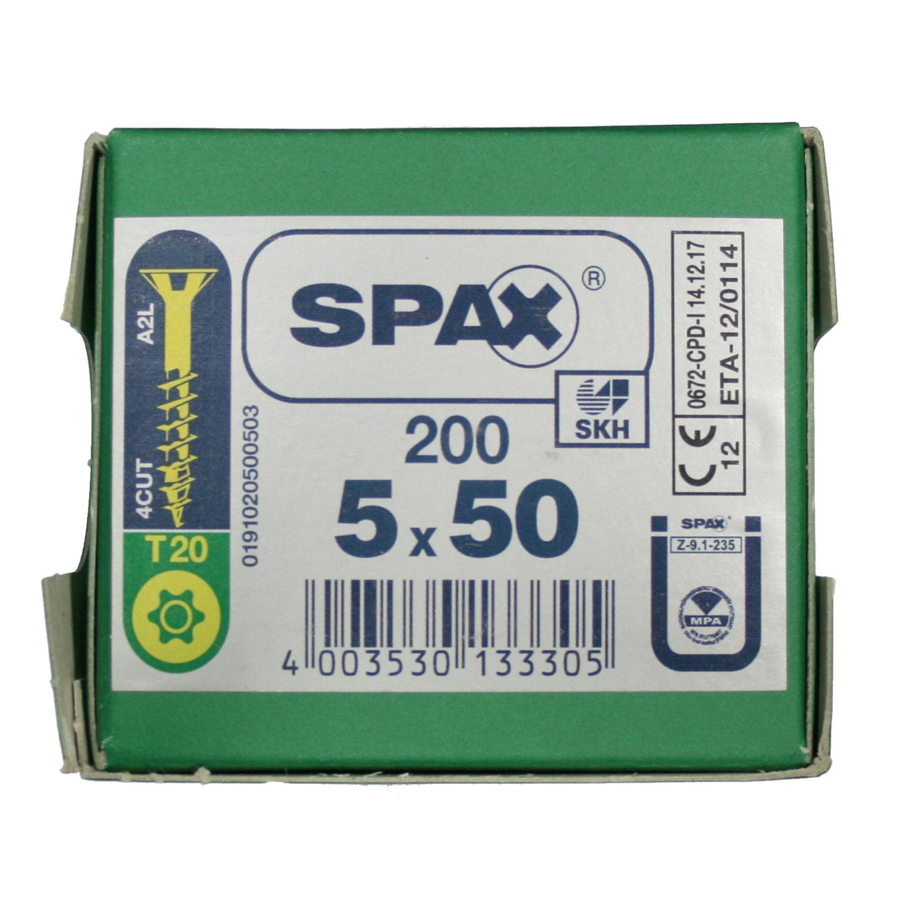 Alternatieve afbeelding voor Spax Spanplattenschrauben 5x50mm Teilgewinde gelb verzinkt Senkkopf TORX 200 Stück