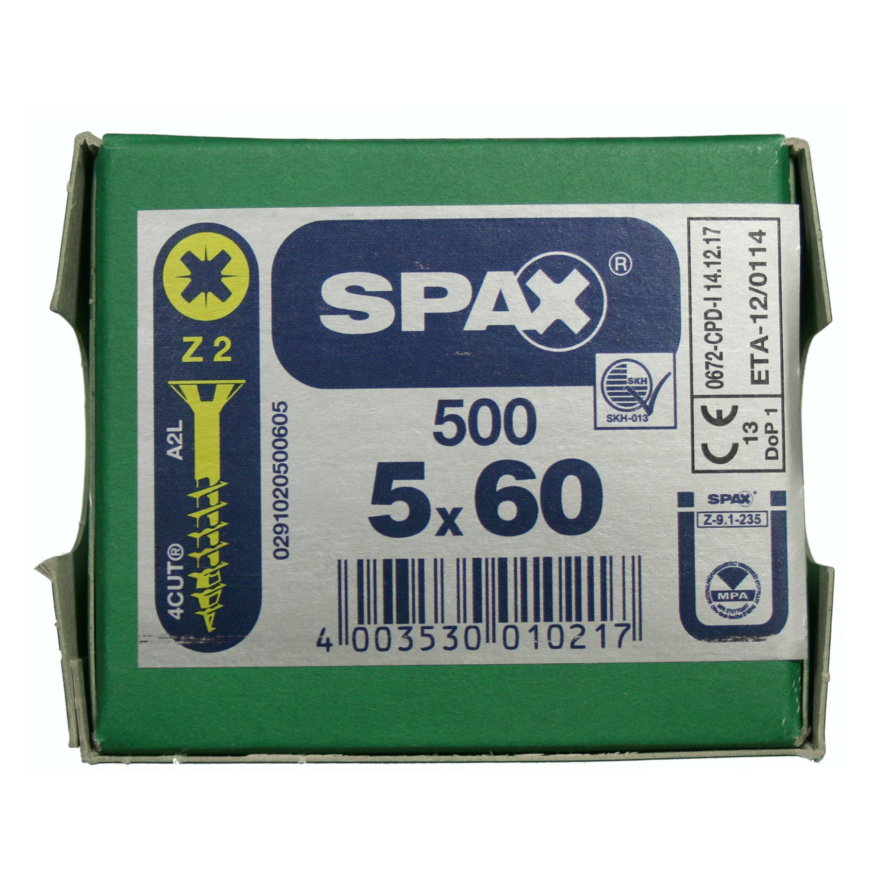 Alternatieve afbeelding voor Spax Spanplattenschrauben 5x60mm Teilgewinde gelb verzinkt Senkkopf POZI 500 Stück