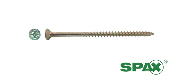 Alternatieve afbeelding voor Spax Spanplattenschrauben 5x70mm Teilgewinde gelb verzinkt Senkkopf POZI 100 Stück