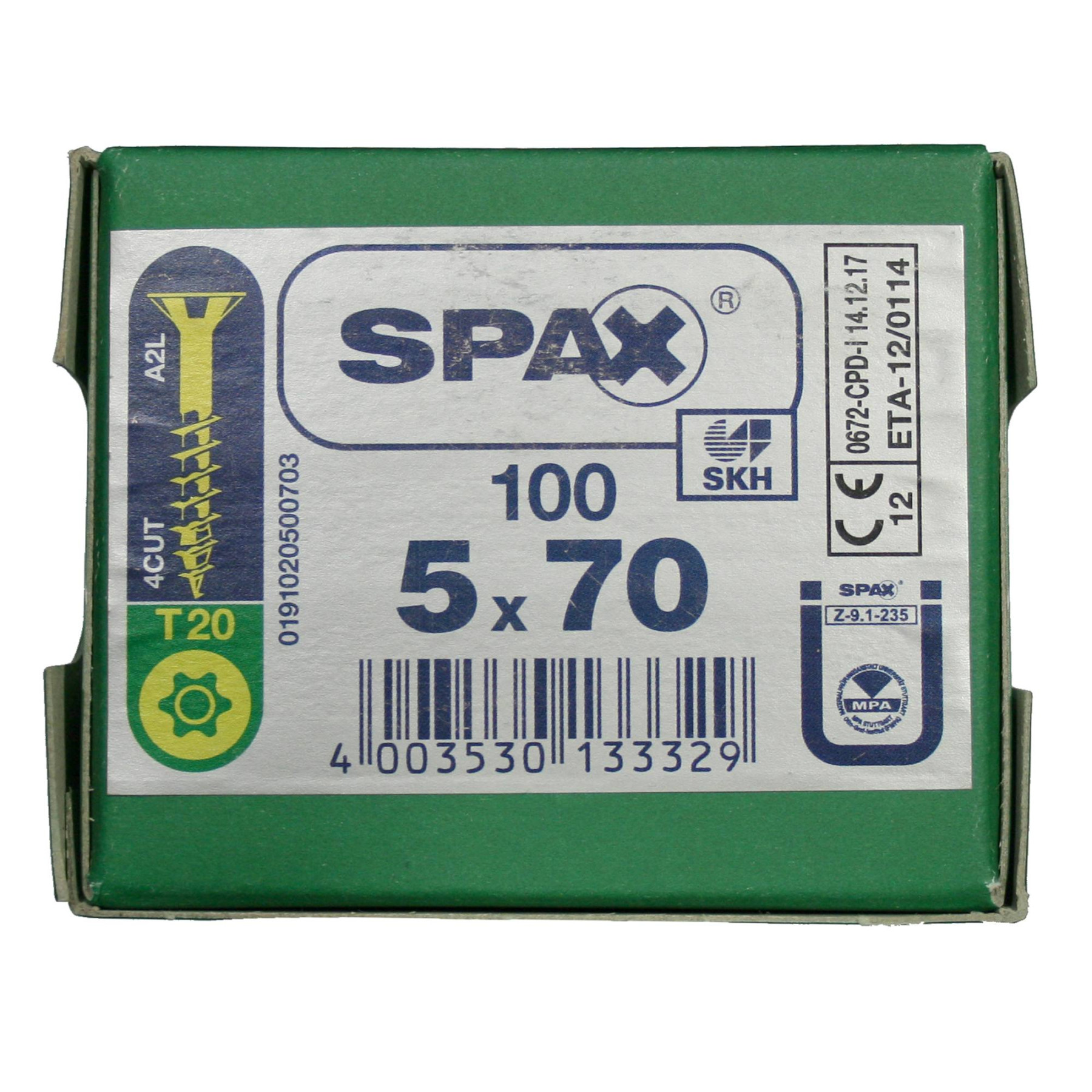 Alternatieve afbeelding voor Spax Spanplattenschrauben 5x70mm Teilgewinde gelb verzinkt Senkkopf TORX 100 Stück