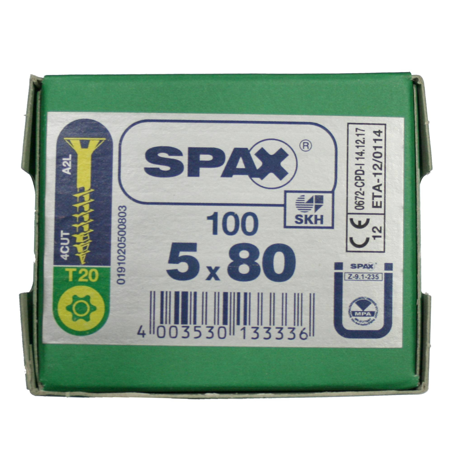 Alternatieve afbeelding voor Spax Spanplattenschrauben 5x80mm Teilgewinde gelb verzinkt Senkkopf TORX 100 Stück