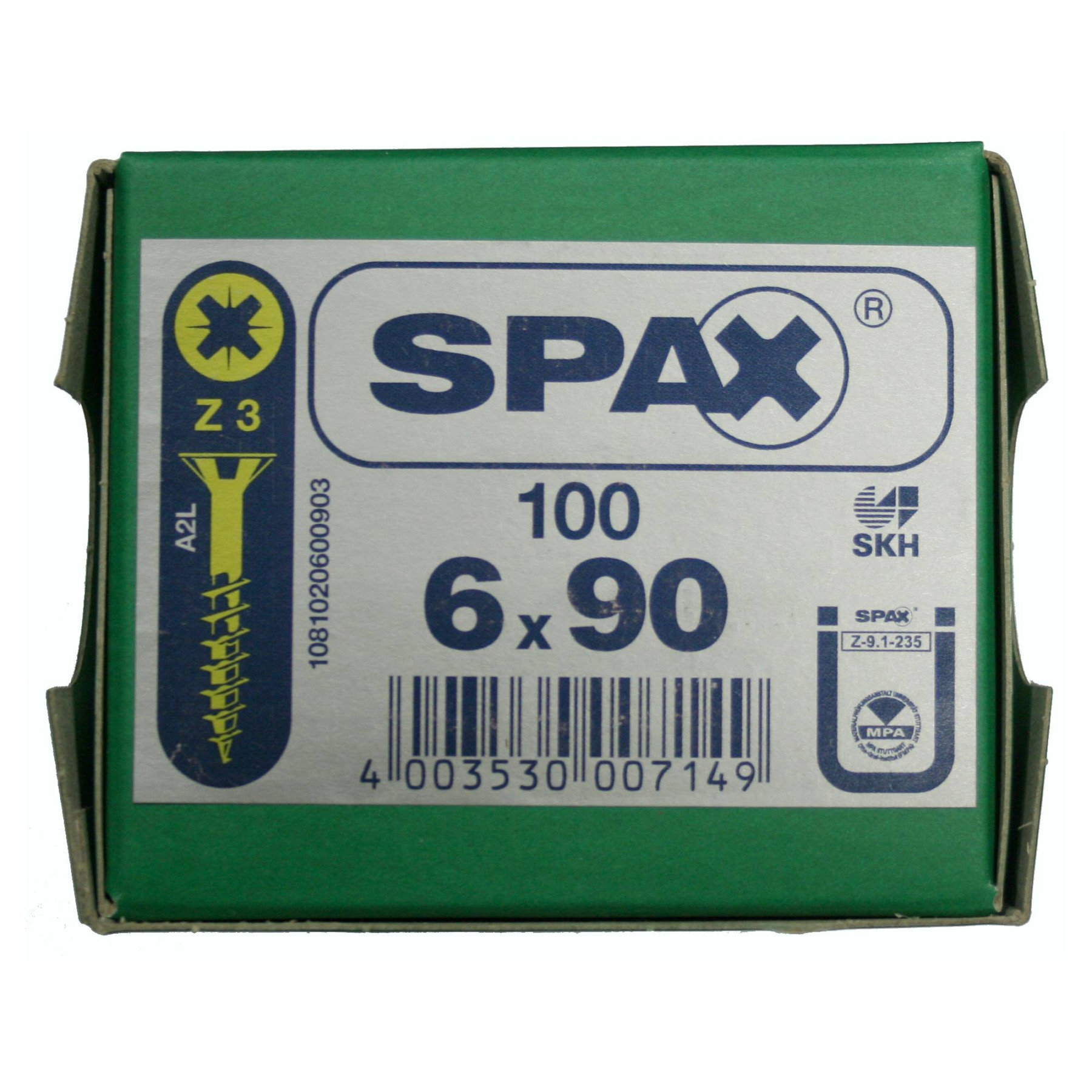 Alternatieve afbeelding voor Spax Spanplattenschrauben 6x90mm Teilgewinde gelb verzinkt Senkkopf POZI 100 Stück