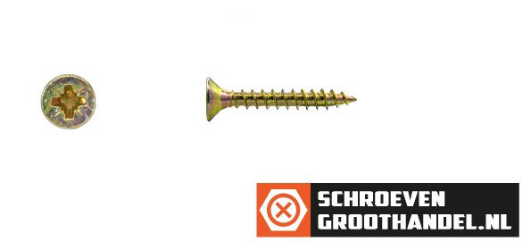 Alternatieve afbeelding voor Spanplattenschrauben 2,5x20mm gelb verzinkt Senkkopf POZI-1 200 Stück