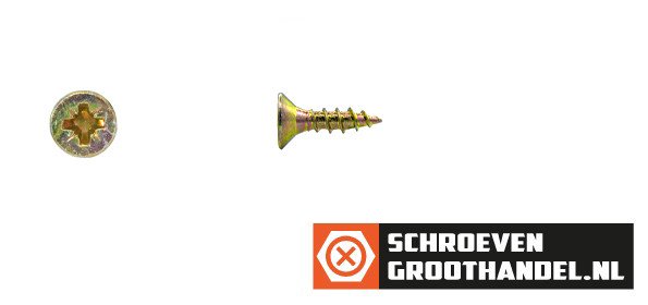 Alternatieve afbeelding voor Spanplattenschrauben 3,5x12mm gelb verzinkt Senkkopf POZI-2 200 Stück