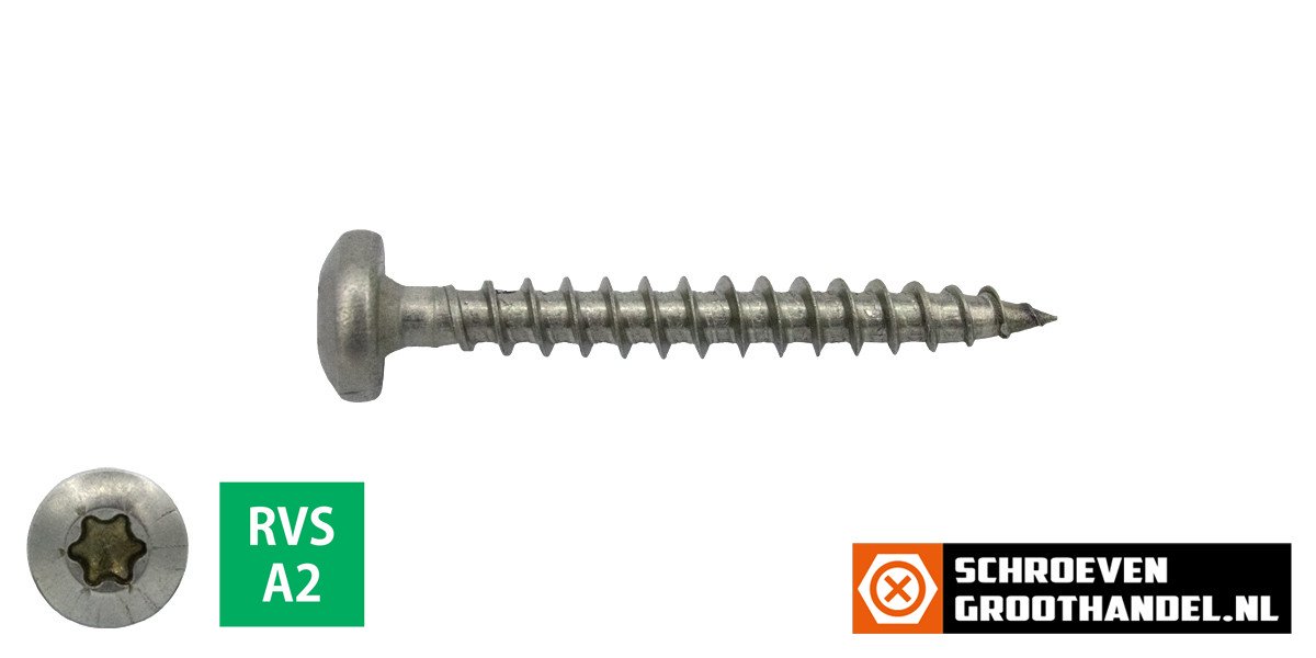 Alternatieve afbeelding voor Spanplattenschrauben 3,5x30mm Edelstahl A2 Linsenkopf TORX 500 Stück