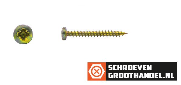 Alternatieve afbeelding voor Spanplattenschrauben 3,5x30mm gelb verzinkt Linsenkopf POZI-2 200 Stück