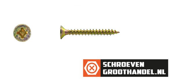 Alternatieve afbeelding voor Spanplattenschrauben 3,5x35mm gelb verzinkt Senkkopf POZI-2 200 Stück