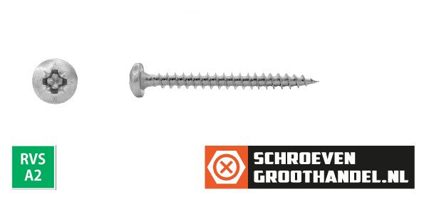 Alternatieve afbeelding voor Spanplattenschrauben 3,5x40mm Edelstahl A2 Linsenkopf POZI-2 200 Stück