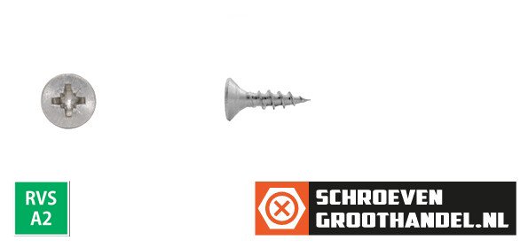 Alternatieve afbeelding voor Spanplattenschrauben 3x10mm Edelstahl A2 Senkkopf POZI-1 500 Stück