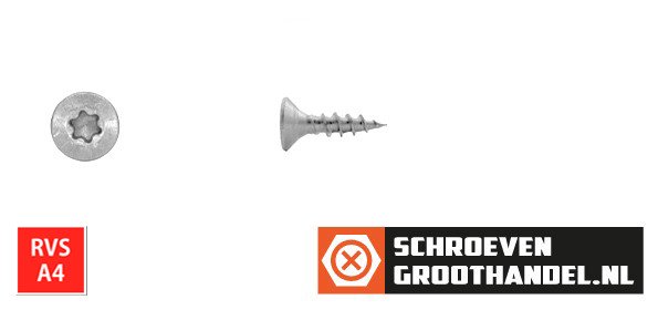 Alternatieve afbeelding voor Spanplattenschrauben 3x16mm Edelstahl A4 Senkkopf TORX-10 500 Stück