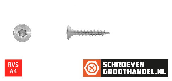 Alternatieve afbeelding voor Spanplattenschrauben 3x20mm Edelstahl A4 Senkkopf TORX-10 500 Stück