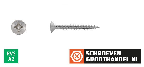 Alternatieve afbeelding voor Spanplattenschrauben 3x30mm Edelstahl A2 Senkkopf POZI-1 500 Stück