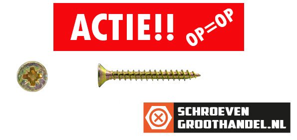 Alternatieve afbeelding voor Spanplattenschrauben 3x30mm gelb verzinkt Senkkopf POZI-1 200 Stück