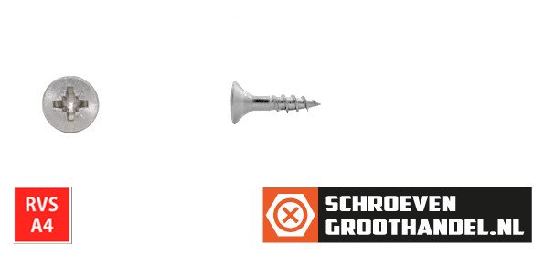 Alternatieve afbeelding voor Spanplattenschrauben 4,5x25/18mm Edelstahl A4 Senkkopf POZI-2 500 Stück
