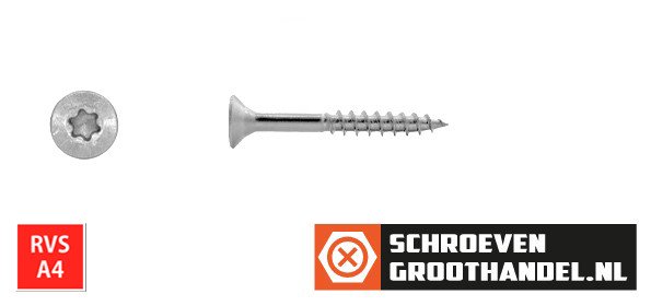Alternatieve afbeelding voor Spanplattenschrauben 4,5x40/24mm Edelstahl A4 Senkkopf TORX-20 200 Stück